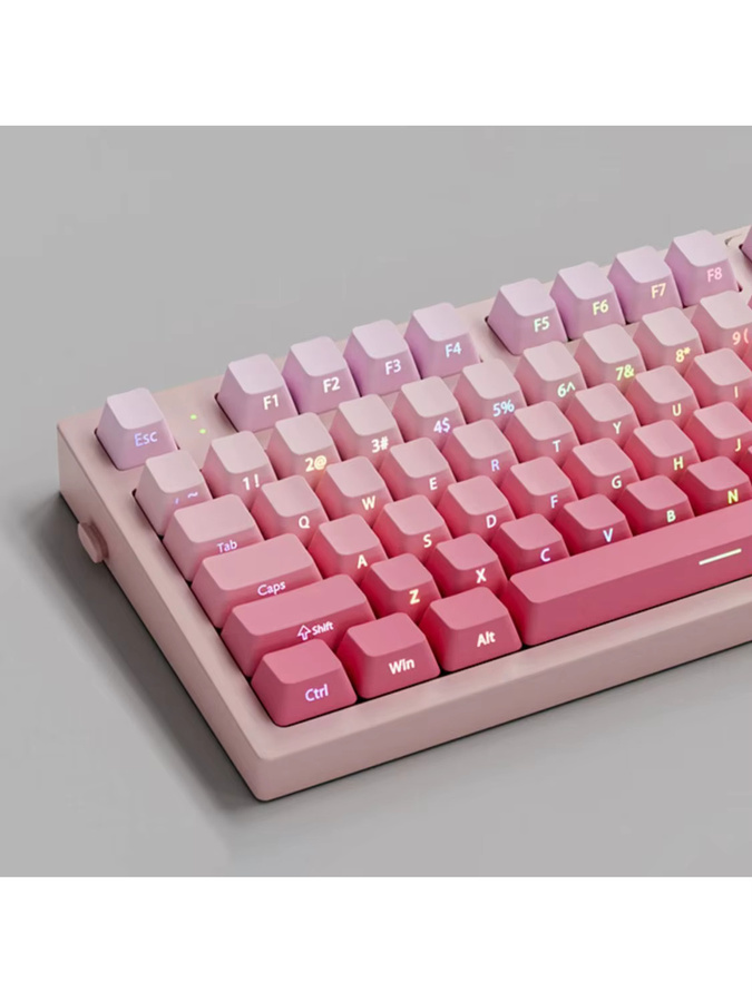 Letter Drive PBT-Tastenkappen im Cherry-Profil mit seitlichem Farbverlauf in Rosa und Weiß, 135 Double-Shot-Tastenkappen für Cherry MX Switches und RGB-Hintergrundbeleuchtung - Bild 3