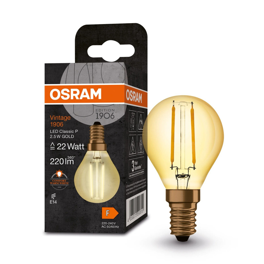 Osram LED-Leuchtmittel E14 Tropfenform in Gold, 2,5 W, warmweiß, H x Ø: 7,7 x 4,5 cm - Bild 2