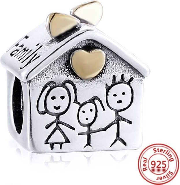 Lucky Star Jewelry Charm Rosa Herz Roboter, 925 Silber, Zirkonia, Weiß, Unisex - Bild 1