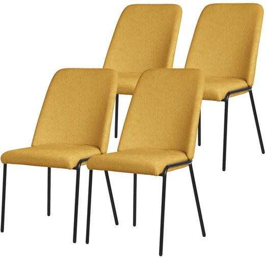 ML-Design Esszimmerstühle 4er Set in Senfgelb mit Stoffbezug und Metallbeinen - Bild 1