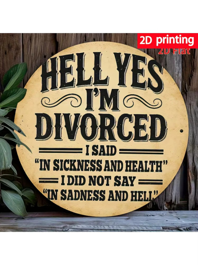 Metallschild Potdemiel Hell Yes I'm Divorce Declaration Wandkunst im Vintage-Design, Beige, B/H: 20 x 20 cm - Bild 7