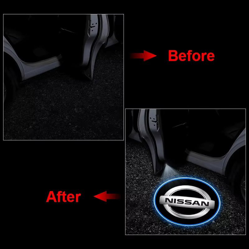 Nissan LED Auto Tür Willkommen Licht mit Logo Projektor für verschiedene Modelle wie Dayz, Livina, Roox, Sentra, Altima, Cube, Micra, Skyline und Versa - Bild 2