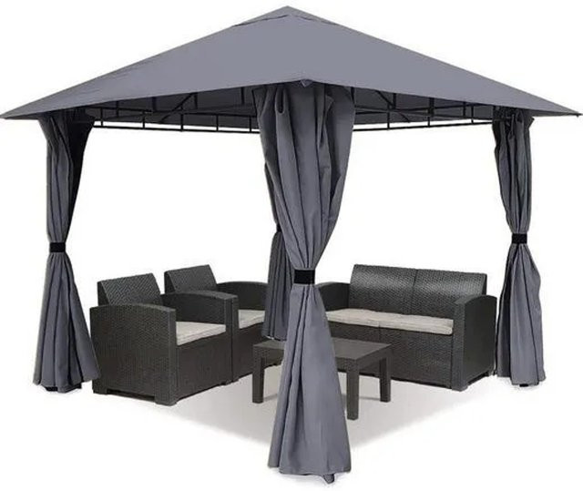 Sekey Pavillon Grau mit 4 Seitenteilen und Spitzdach B/T/H: 300 x 300 x 258 cm - Bild 1