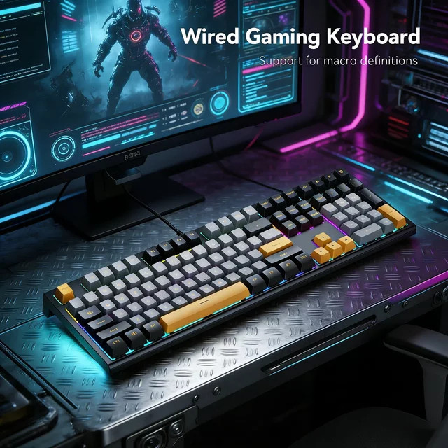 RESAUDGINE Mechanische Gaming-Tastatur mit 108 Tasten und LED-Hintergrundbeleuchtung in Grün für PC und Mac - Bild 1