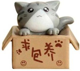 Yiran Furniture Miniatur Landschaft Dekoration mit Cartoon Katze als Bonsai Harzhandwerk Ornament in Grau - Bild 1