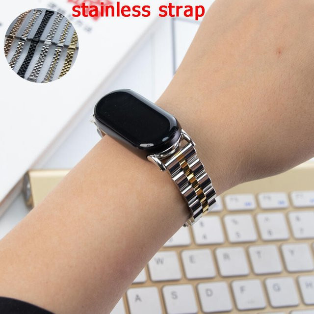Uhrenarmband Edelstahl, Bicolor, Unisex, für Xiaomi Mi Band 8/9 - Bild 1