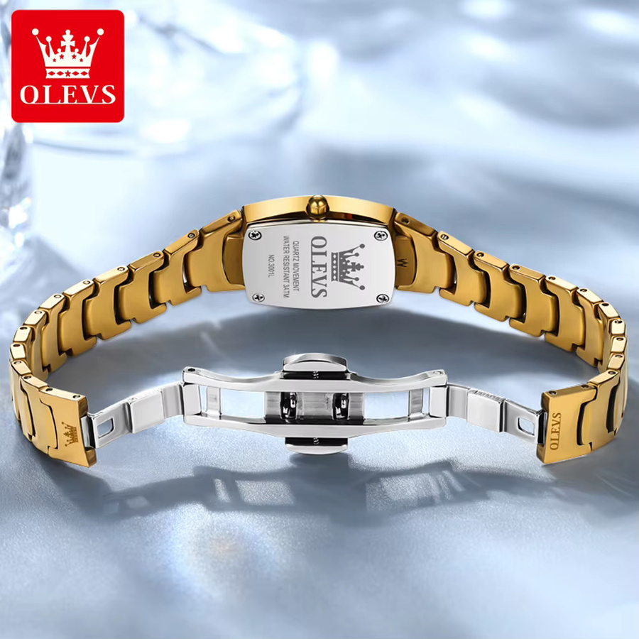 OLEVS Armbanduhr Quarz, Tonneau, Gold, Edelstahl, Damen - Bild 3