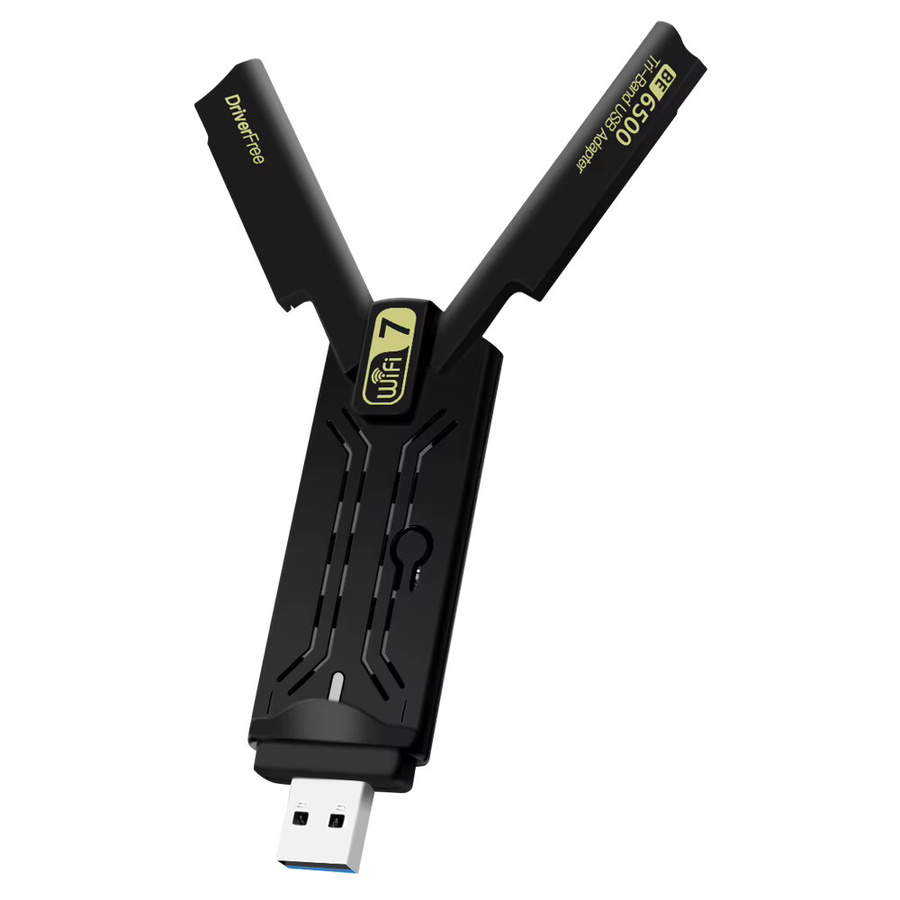 DERAPID WiFi 7 USB-Adapter BE6500 Tri-Band Drahtlose Netzwerkkarte mit USB 3.0 und 6500 Mbit/s in Schwarz für Windows 10/11 PC - Bild 4
