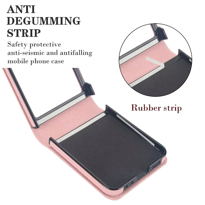 Lederring-Handyhülle für Samsung Galaxy Z Flip 7, 6, 5, 4, 3 mit Kartenhalter und Geldbörse, stoßfeste Abdeckung in Black oder Pink - Bild 4