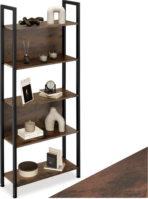 tectake Regal Westport Industrial Style in Braun mit 5 Ebenen und 2 Rückwänden, B/T/H: 62 x 24 x 165,5 cm - Bild 1