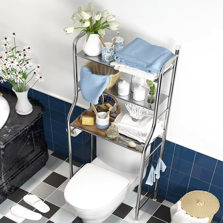 TWISTER.CK Badezimmer-Organizer aus Metall in Schwarz mit abnehmbaren Handtuchhaken und Papierhalter als Aufbewahrungsregal über der Toilette - Bild 3
