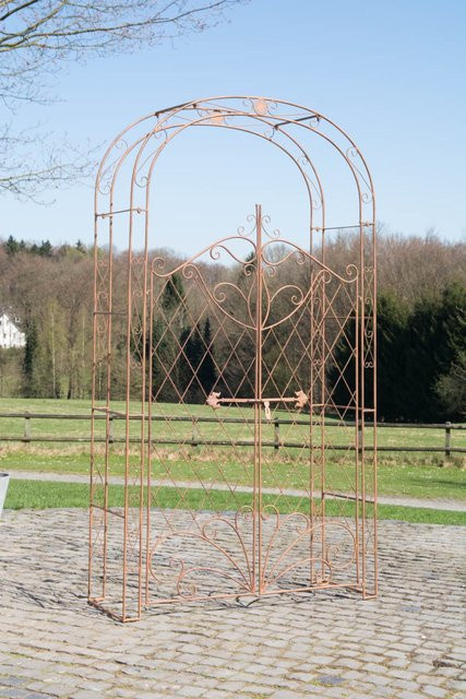 TPFGarden Rosenbogen Melia mit Tor aus Metall in Antik Braun, Höhe: 220 cm, Breite: 120 cm, Tiefe: 40 cm - Bild 1