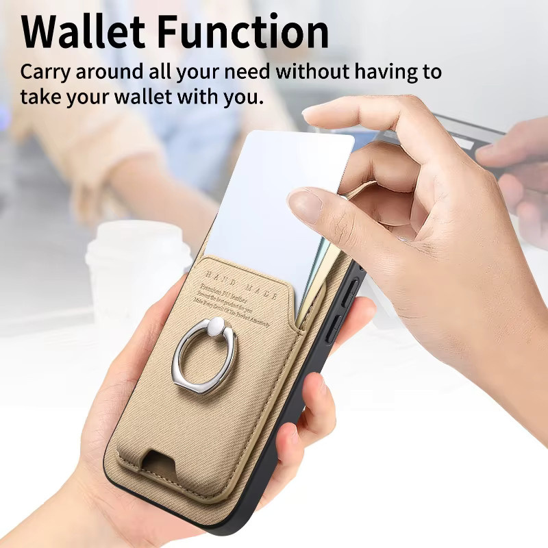 CHUBAN MagSafe Hülle mit Anti-Rutsch-Kartenhalter und magnetischem 2-in-1 Wallet für iPhone in Braun - Bild 3