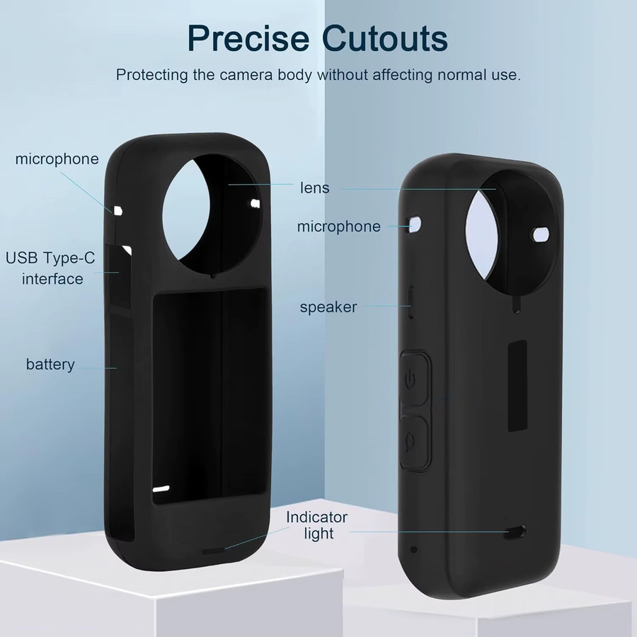 Insta 360 X4 Silikon-Schutzhülle für Objektivdeckel in Schwarz - Bild 3