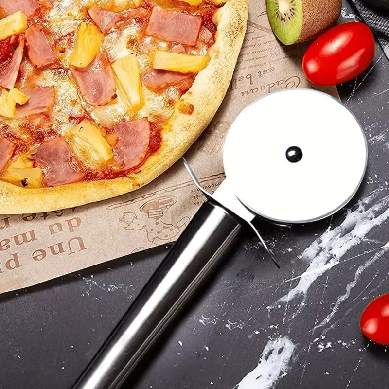 Edelstahl Pizza Cutter Rad in Silber zum Schneiden von Teig, Waffeln und Gebäck - Bild 4