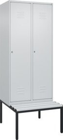 C+P Spind Classic PLUS Spind mit Sitzbank, 2 Abteile, Lichtgrau, B/T/H: 212 x 80 x 81,5 cm - Bild 1