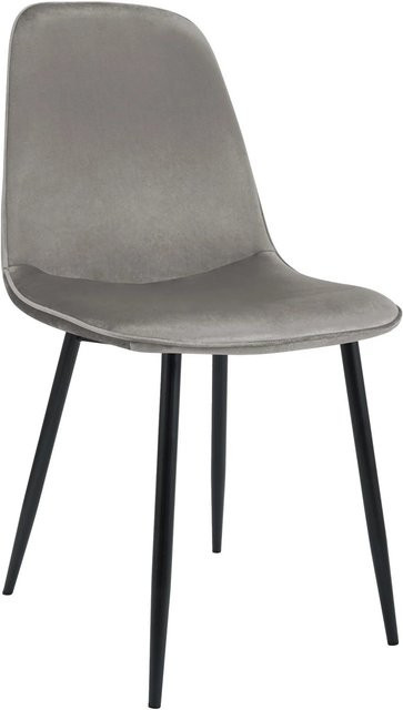DELUKE Esszimmerstuhl RAZON aus Samt in Hellgrau, B/T/H: 45 x 54 x 88 cm - Bild 1