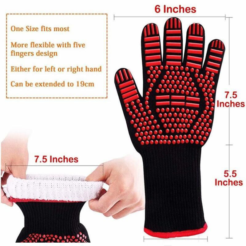 Hitzebeständige Grillhandschuhe aus Silikon von Household supplies MH, feuerfeste und rutschfeste Ofenhandschuhe zum Grillen, Kochen und Backen - Bild 3