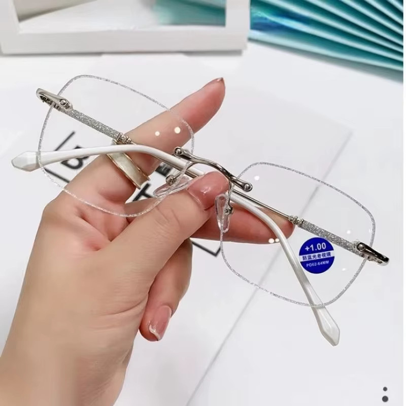 LALAMOLI Lesebrille Vintage, randlos, Metall, Damen, Blaulichtfilter - Bild 2