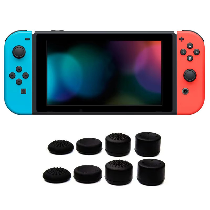 DATA FROG 8 Stück Silikon-Joystick-Abdeckungen im Pilzstil für Nintendo Switch und OLED-Controller, Schwarz - Bild 5