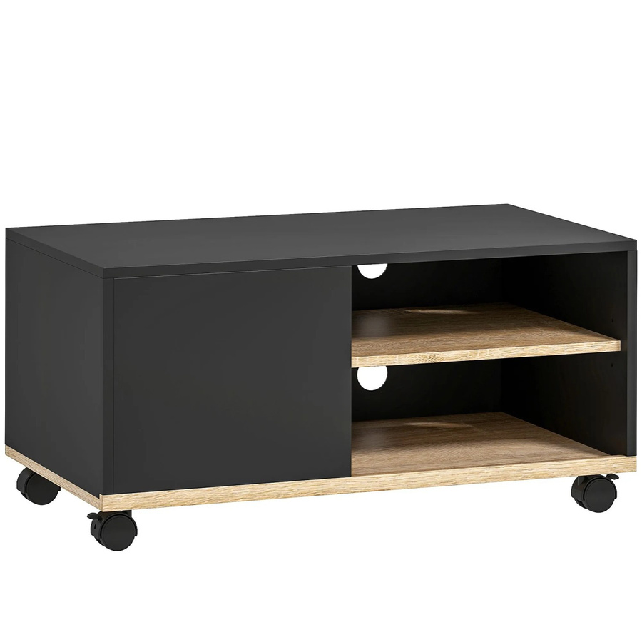 HOMCOM TV Stand aus Spanplatte in Schwarz-Eiche, modern, B: 80 cm, T: 45 cm, H: 39 cm - Bild 2