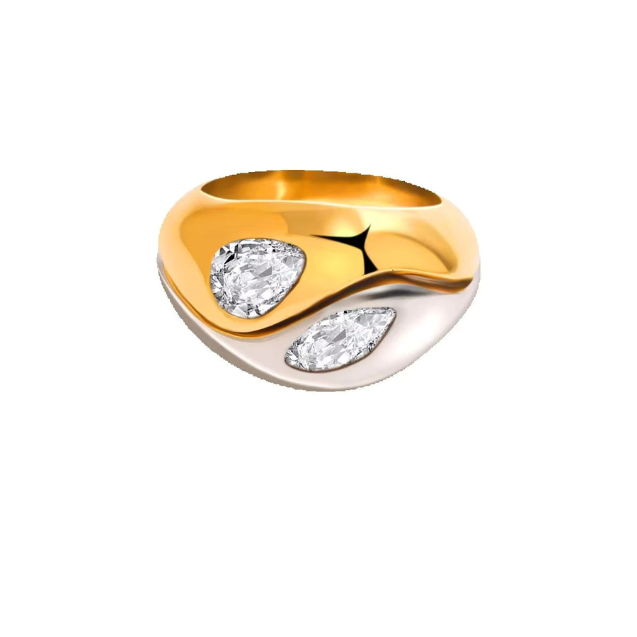 doyours Ring Edelstahl, vergoldet, Wassertropfenform, Zirkon, Damen - Bild 4