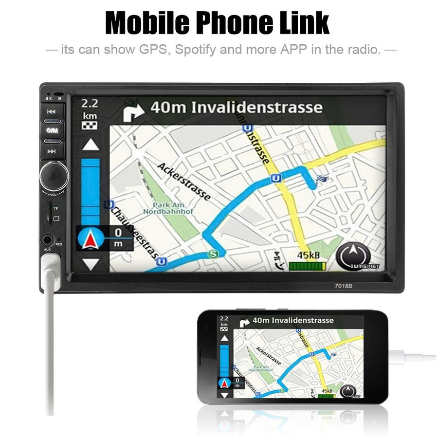 VehicleKit 7-Zoll Doppel-Din Autoradio Receiver mit Touchscreen, Bluetooth und MP5-Player, Schwarz - Bild 3