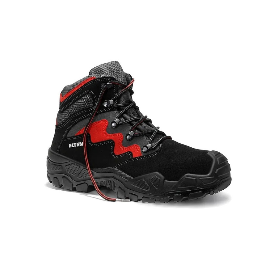 Elten Sicherheitsschnürstiefel MICK BLACK RED Mid ESD S3 aus Veloursleder in Schwarz Rot Multicolour Größe 44 - Bild 2