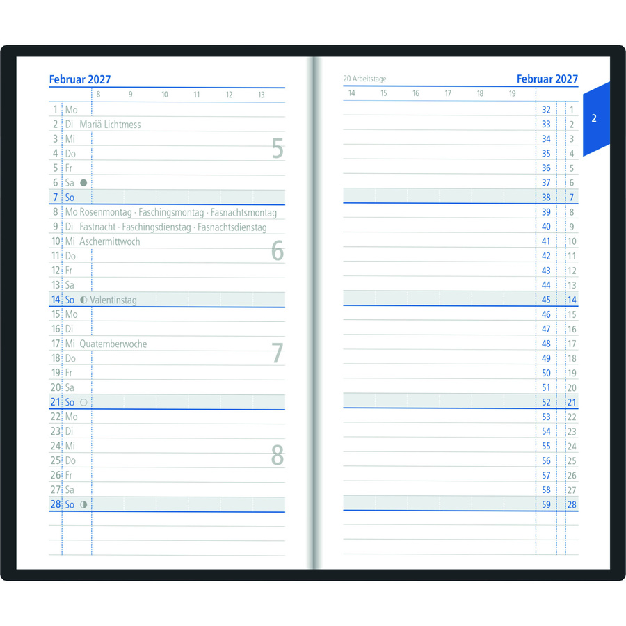 ZETTLER Taschenkalender 520 2027 Monats- und Wochenplaner in Schwarz oder Blau - Bild 2
