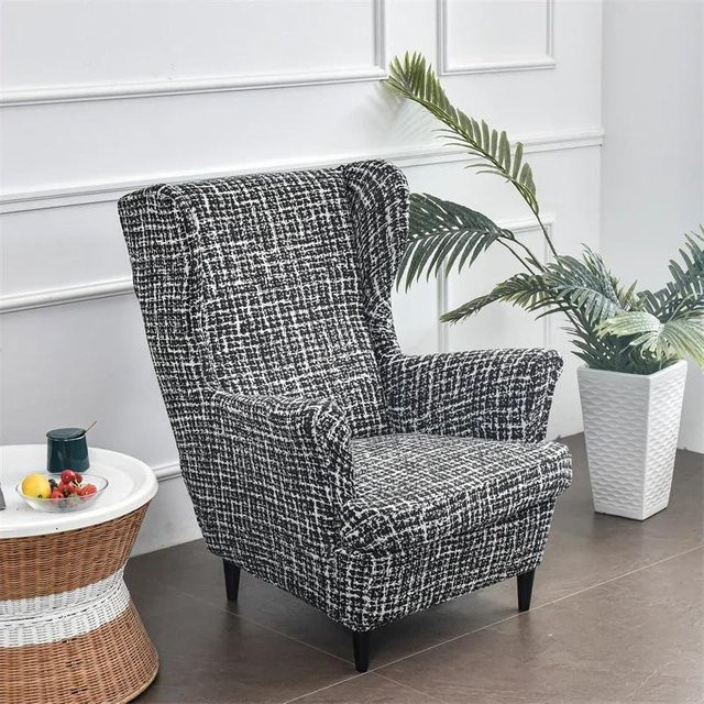 2-teiliges Set elastische Ohrensesselbezüge von Bestbags mit floralem Muster in Schwarz Multicolour - Bild 1