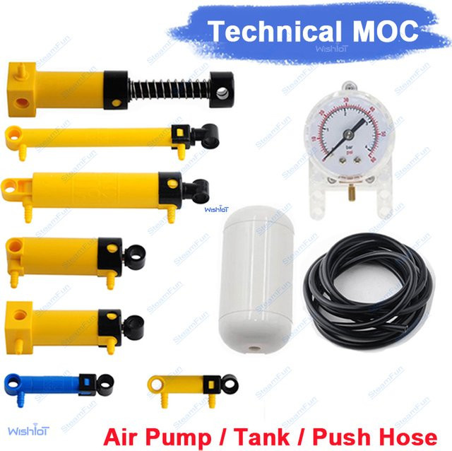 wishiot Technische Teile Pneumatik-Sets mit Pneumatikpumpe Klein (6L) V2 Bausteine mit verstärktem Zylinder - Bild 1