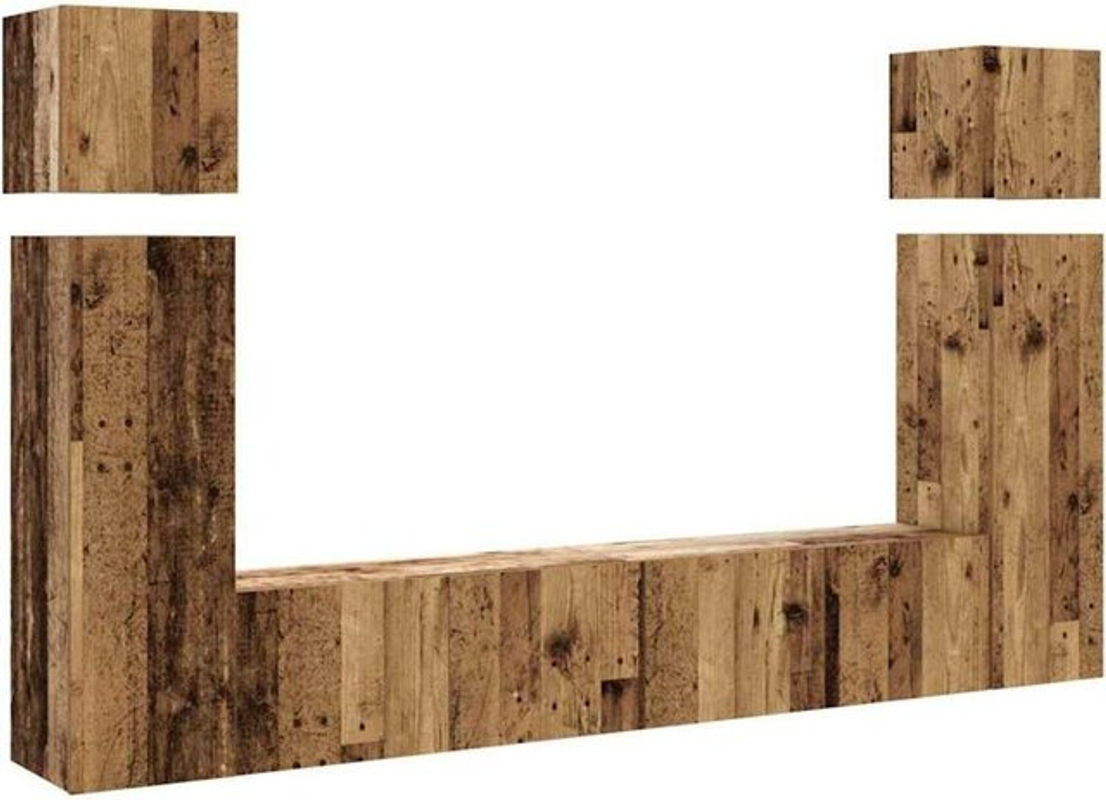 Vidaxl 8-teiliges TV-Schrank-Set zur Wandmontage in Braun mit Altholz-Optik aus Holzwerkstoff im Industrial-Stil - Bild 1