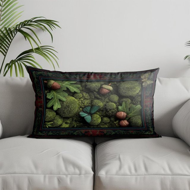 JMG Clothing Rechteckiger Kissenbezug mit gotischem Muster in Grün, B/H: 50 x 30 cm - Bild 1