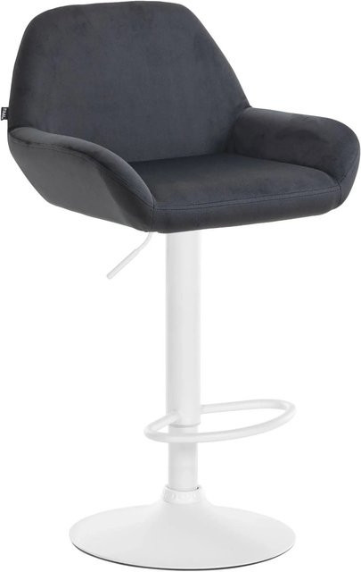 DELUKE Barhocker DUBLIN moderner Tresenhocker mit Lehne aus Samt in Schwarz und Weiß - Bild 1