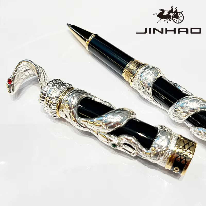 Jinhao Viper Series Kugelschreiber aus Metall mit Schlangen- und Schädelkopf in Gold und Silber im Vintage-Design - Bild 3