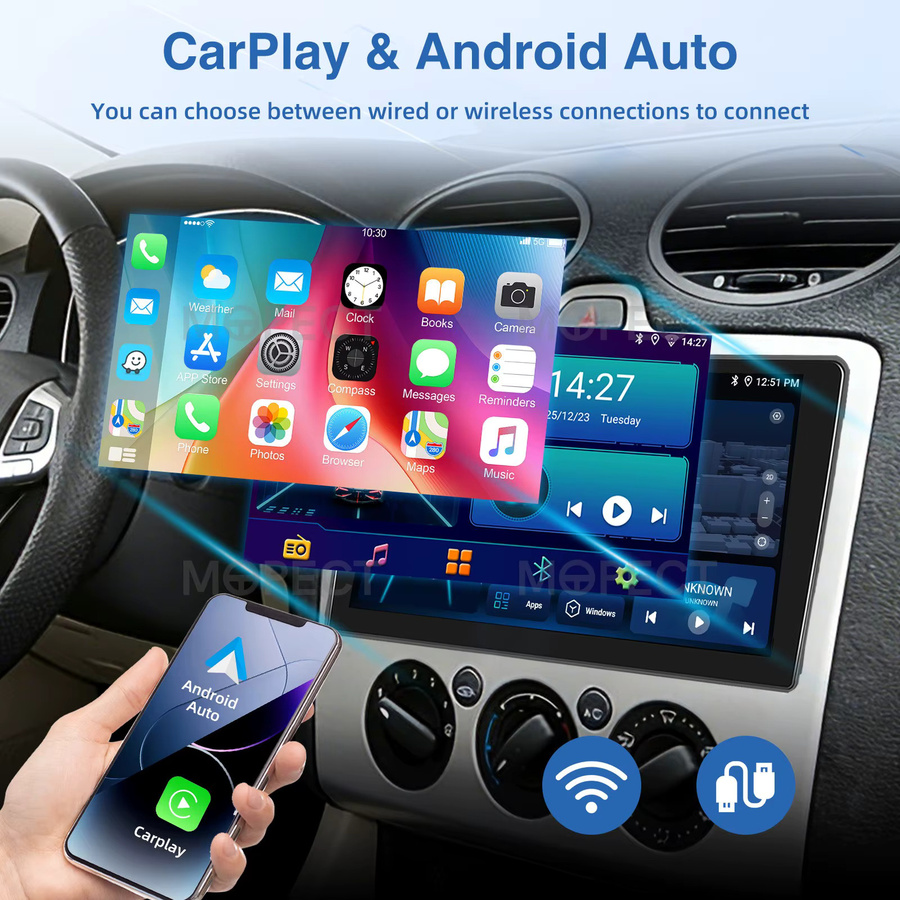 MOPECT 9-Zoll Android 15 Autoradio mit 4+128GB für Ford Transit MK7 2007-2014 und Ford Focus 2005-2008 inklusive Carplay, GPS, Bluetooth, DAB und AHD Kamera in Schwarz - Bild 3