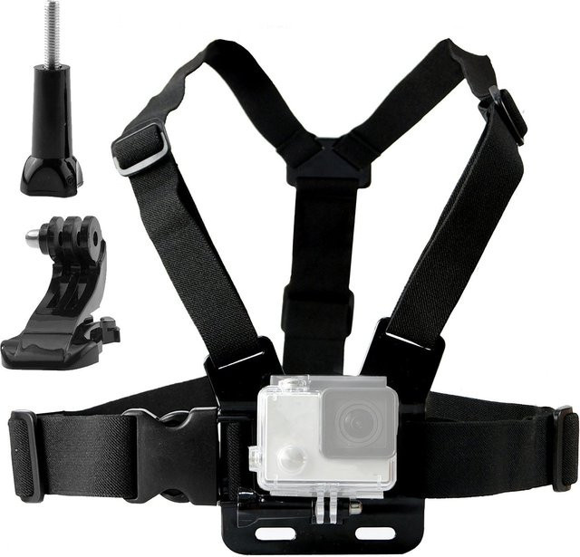 GoPro Brustgurt-Halterung mit verstellbarem J-Haken für Action-Kameras, Schwarz - Bild 1
