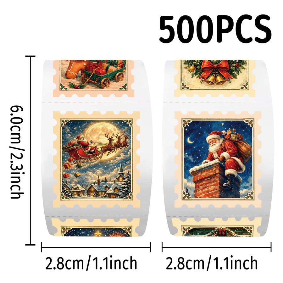 500 Stück Weihnachts-Stempelaufkleber in Multicolour zur Dekoration von Geschenkboxen, Notizbüchern und Accessoires - Bild 2