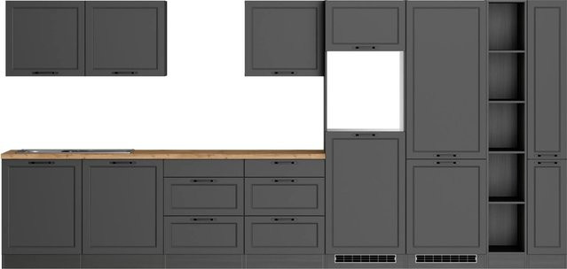 Held Küchenzeile Kempten in Landhaus Optik, Farbe Grau/Graphit, Breite: 420 cm - Bild 1