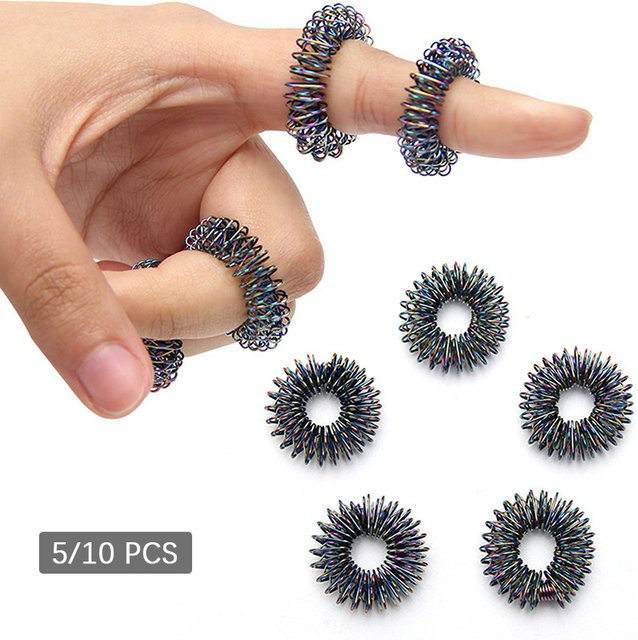 Massage Ring Schwarz Gold, Unisex, 5er-Set - Bild 1