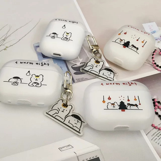 Weiße Cartoon Schutzhülle für Apple AirPods Pro, AirPods 1, 2, 3 und AirPods 4 (2024) für Mädchen - Bild 1