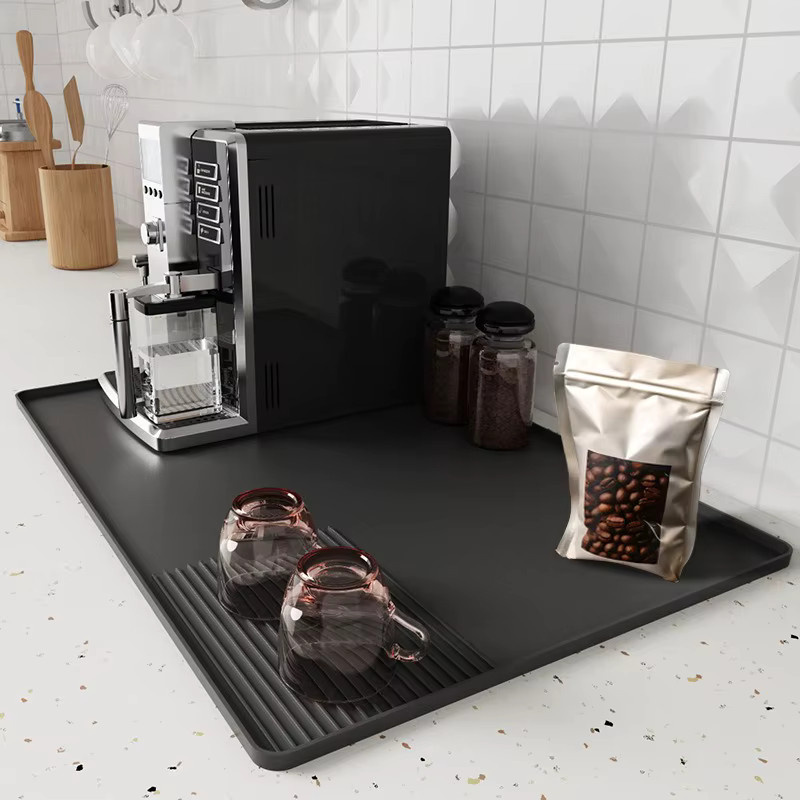 YUAN-ECT Silikon-Kaffeematte für die Küchenbar in Grau oder Schwarz, B/T: 61 x 40,6 cm - Bild 2