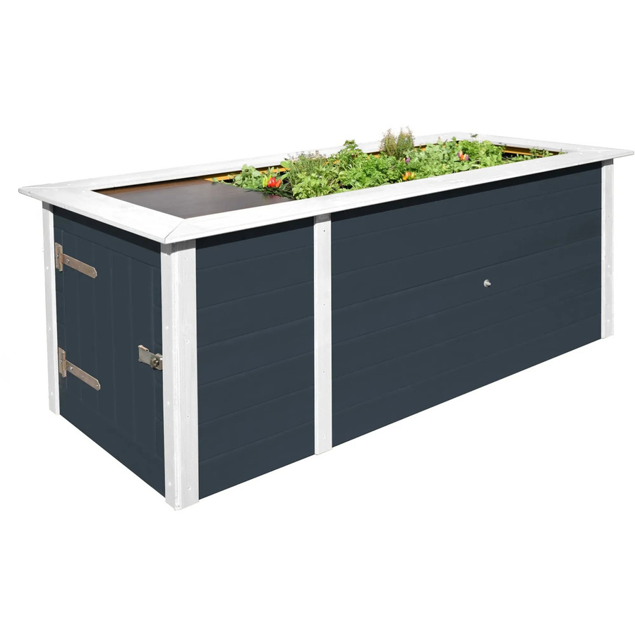 WEKA Hochbeet mit Schrank aus Fichtenholz in Anthrazit, B/H/L: 217,6 x 81 x 205 cm - Bild 2