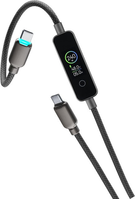 CellularLine Powerview IQ USB Typ-C auf Typ-C Datenkabel, Schwarz, Länge: 1,2 m - Bild 1