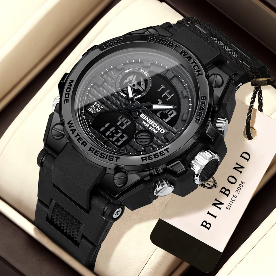 BINBOND Chronograph, Quarz, Schwarz, Silikon, Herren - Bild 2