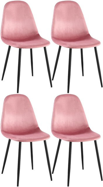 CLP Esszimmerstühle Napier 4er Set gepolsterte Küchenstühle aus Velvet mit Rückenlehne - Bild 1