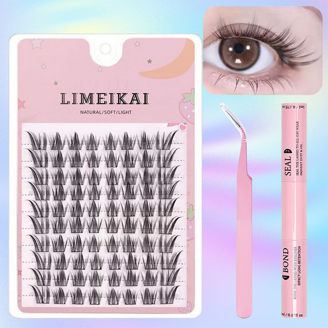 Cat Queen DIY Wimpernbüschel-Set, 10 Reihen, mit Klebeset und Wimpernzange - Bild 1