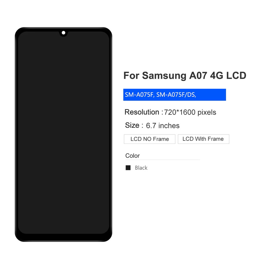 Samsung A07 A075 LCD Display Touchscreen Digitizer Montage Ersatzteil in Schwarz - Bild 4