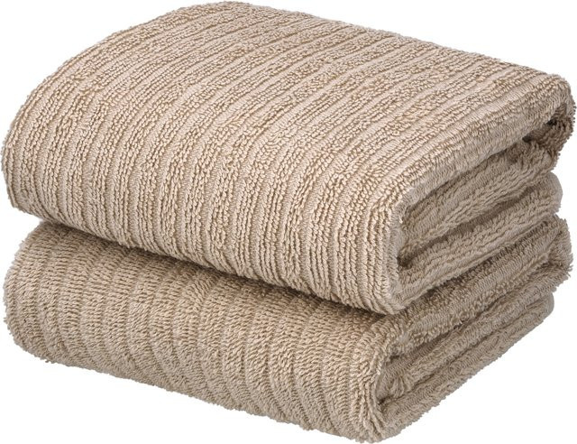 LIVARNO Frottier-Handtücher aus Baumwolle, 2 Stück, Beige - Bild 1