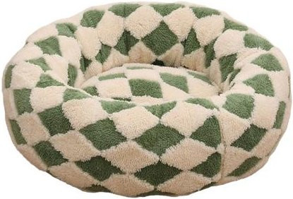 Amusedly Donut Katzennest in Grün, weiches Plüsch-Haustierbett mit rutschfester Unterseite und abnehmbarem Bezug - Bild 1
